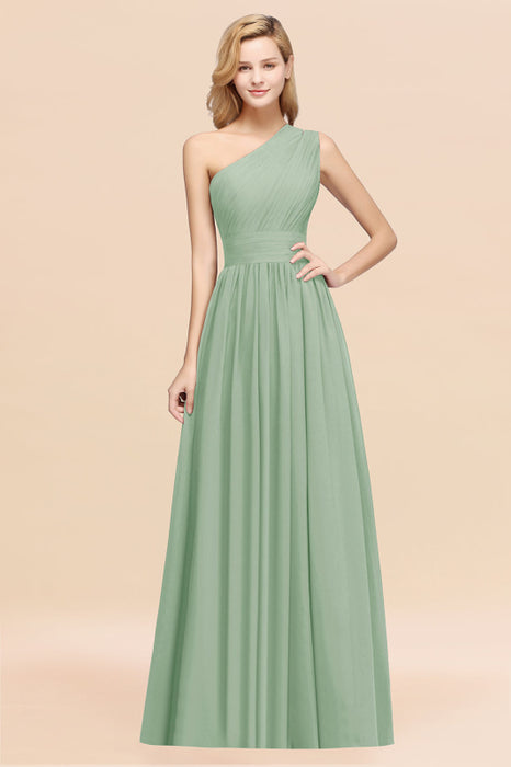 Bridelily Stylish One-shoulder Sleeveless Long Junior Bridesmaid Dresses Affordable