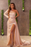 One Shoulder Pleated Prom Dress with High Slit