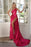 One Shoulder Prom Gown with Pleated Split