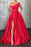 One Shoulder Red Prom Dress with Split and Pockets