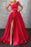 One Shoulder Red Prom Dress with Split and Pockets