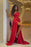 One Shoulder Red Slit Prom Dress Long