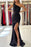 One-Shoulder Sleeveless Black Mermaid Prom Dress with Split