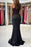 One-Shoulder Sleeveless Black Mermaid Prom Dress with Split