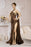 One-Shoulder Sleeveless Brown Long Prom Dress with Slit