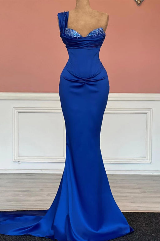 One-Shoulder Style in Royal Blue with Sparkling Sequins