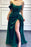 Online Dark Green Split Strapless Off-The-Shoulder Mermaid Prom Dress