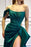 Online Dark Green Split Strapless Off-The-Shoulder Mermaid Prom Dress