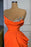 Online Orange Sequins Mermaid Strapless Prom Dress with Sleeveless