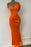 Online Orange Sweetheart Mermaid Sequins Evening Dress With Off-The-Shoulder