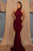 Online Sequined Sleeveless Halter Mermaid Evening Dress with Belt