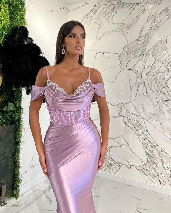 Online Spaghetti-Straps Mermaid Sweetheart Evening Dress With Sequins