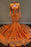 Orange Long Sleeves Mermaid Prom Dress with Sequins Lace