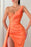 Orange Mermaid Evening Dress with V-Neck Long Split and Beads