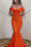 Orange Mermaid Off-The-Shoulder Prom Dress with Sequins