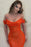 Orange Mermaid Off The Shoulder Prom Dress With Sequins