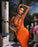 Orange Mermaid Prom Dress Sleeveless Sequin Dress