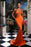 Orange Mermaid Prom Dress Sleeveless Sequin Dress