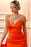 Orange One-Shoulder V-Neck Long Mermaid Prom Dress with Split