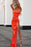 Orange Spaghetti-Straps Sleeveless Mermaid Prom Dress with Split