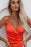 Orange Spaghetti-Straps Sleeveless Mermaid Prom Dress with Split