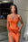 Orange V-Neck Sleeveless Mermaid Prom Dress with Beads Split