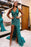 Peacock Beaded High Slit V-Neck Prom Dress with Sequins and Feathers