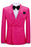 Victor Hot Pink Jacquard Shawl Lapel Double Breasted Close Fitting Wedding Suits