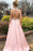 Pink Halter Sleeveless Beaded Mermaid Prom Dress