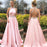 Pink Halter Sleeveless Beaded Mermaid Prom Dress