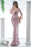 Pink Long Sleeves Beadings V-Neck Feather Mermaid Prom Dress