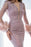 Pink Long Sleeves Beadings V-Neck Feather Mermaid Prom Dress