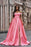 Pink Off-the-Shoulder Long Prom Dress with Split