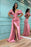 Pink Off-the-Shoulder Split Mermaid Prom Dress