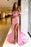 Pink Purple Off-the-Shoulder Beaded Mermaid Prom Dress with Split