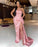 Pink Strapless Long Pleated Prom Dress With Split