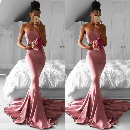 Pink Strapless Mermaid Prom Dress