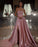 Pink Strapless Sleeveless Sequins A-Line Prom Dress with Split