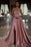 Pink Strapless Sleeveless Sequins A-Line Prom Dress with Split