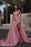 Pink Strapless Sleeveless Slit Prom Dress with Detachable Skirt