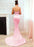 Pink Sweetheart Lace Mermaid Evening Dress