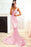 Pink Sweetheart Lace Mermaid Evening Dress