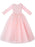 Pink Flower Girl Dresses Jewel Neck 3/4 Length Sleeves Tulle Lace Polyester Embroidered Kids Party Dresses