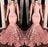 Pink V-Neck Mermaid Prom Gown with Flowing Sleeves