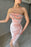 Pink Velvet Prom Dress with Beadings, Slit, Sleeveless Design