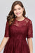 Bridelily Plus size Jewel Burgundy Affordable Bridesmaid Dress with Short Sleeves