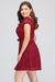 Bridelily Plus Size A-Line Jewel Burgundy Lace Bridesmaid dress with Short Sleeves