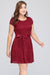 Bridelily Plus Size A-Line Jewel Burgundy Lace Bridesmaid dress with Short Sleeves