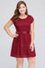 Bridelily Plus Size A-Line Jewel Burgundy Lace Bridesmaid dress with Short Sleeves