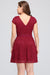 Bridelily Plus Size A-Line Jewel Burgundy Lace Bridesmaid dress with Short Sleeves